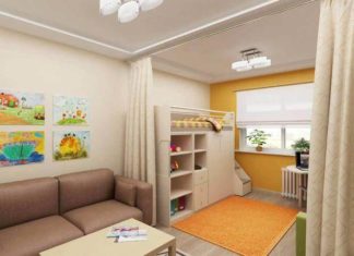 Дизайнерское оформление однокомнатной квартиры с детской зоной